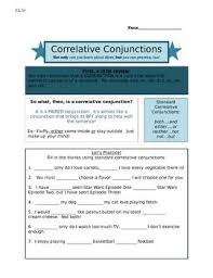 Correlative Conjunctions 5 L 1e Correlative Conjunctions Conjunctions Worksheet Conjunctions
