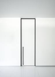 Modern White Interior Door With A Black Door Frame And Vertical Built In Handle By Anywaydoors Doors Interior Glass Doors Interior Doors Interior Modern