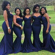 Spaghetti Straps Mermaid Long Navy Blue Bridesmaid Dress Mermaid Bridesmaid Dresses Mermaid Long Bridesmaid Dresses Satin Bridesmaid Dresses