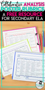 Free Group Analysis Poster Project Rubrics Literary Analysis Middle School English Teacher High School Rubrics For Projects