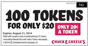 Pinned August 20th 100 Tokens For 20 Bucks At Chuck E Cheese Pizza Coupon Via The Coupons App Printable Coupons Restaurant Coupons Coupons