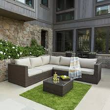 Outdoor Patio Sofa Set 6 Piece No Assembly Required Aluminum Frame Polyester Fabric A Patio Sofa Set Outdoor Porch Furniture Outdoor Patio Furniture Sets
