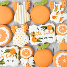 Sweet Dee S Custom Cookies On Instagram A Little Cutie Is On The Way Baby Shower Cookies Baby Cookies Orange Baby Shower