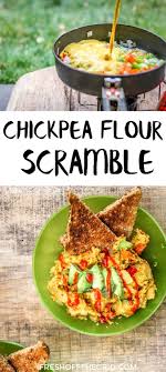 Vegan Breakfast Scramble With Chickpea Flour The Most Healthy Foods Vegan Camping Food Chickpea Flour Nutritional Yeast Recipes