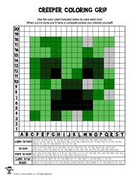 Creeper Pixel Coloring Page Answer Key Woo Jr Kids Activities In 2020 Minecraft Pixel Art Pixel Art Grid Pixel Art