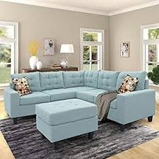 Sofa Set Light Blue In 2020 Sectional Sofa With Chaise 3 Piece Sectional Sofa Sectional Sofa