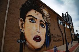 Madonna Mural from the side in Bay City Michigan Tote Bag by Eldon McGraw