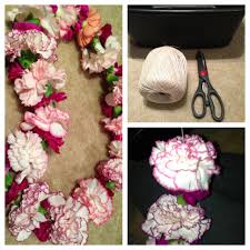 These arrangements are super easy to do, and they are an easy way to bring fun into the party! Pretty Carnation Lei For Graduates Belle S Blog