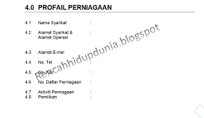 No.7, taman indah, , 35900 tanjung malim, perak. Contoh Kertas Kerja Rancangan Perniagaan