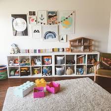 Play Area With Two 2x4 Ikea Kallax Shelves Soft Rug Reading Chair Kinder Zimmer Kinderzimmer Kinderzimmerideen