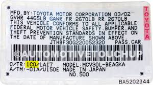 toyota paint code locations touch up paint automotivetouchup