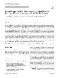 Round 4, 2014 recruited from: Pdf Speed Of Thought And Speed Of Feet Examining Perceptual Cognitive Expertise And Physical Performance In An English Football Academy