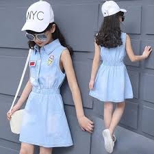 The suspenders are sparkling metallic gold. Top 9 Beautiful Frocks For 13 Year Old Girl With Pictures Girls Denim Dress Beautiful Frocks Girls Dresses