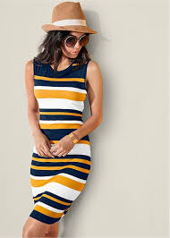 Venus Women S Striped Bodycon Dress Summer Clothes Collection Bodycon Dress Striped Bodycon Dress