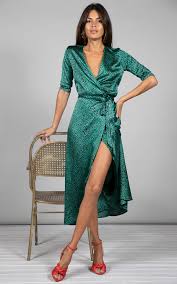 Yondal Dress In Small Green Leopard Print By Dancing Leopard