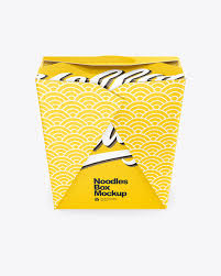 Download Glossy Paper Noodles Box Mockup Side View High Angle Shot In Box Mockups On Yellow Images Object Mockups
