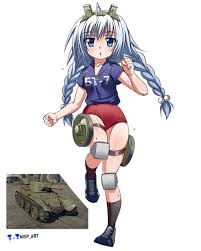 nisp art, war thunder, ahoge, blue eyes, blue shirt - Anime R34