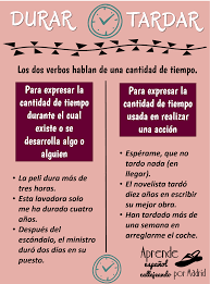 Los Verbos Tardar Y Durar La Puntualidad Ele Espanol Spanishlanguage Vocabul Aprender Espanol Recursos De Ensenanza De Espanol Expresiones En Espanol