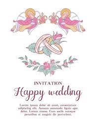 Happy Weddings The Bride And Groom Get Married Wedding Card W Vector Illustration Happy Wedding Wedding Cards Postcard Wedding Invitation