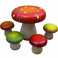 Toadstool Table And Stool Set Kid Table Childrens Table Indoor Outdoor Furniture