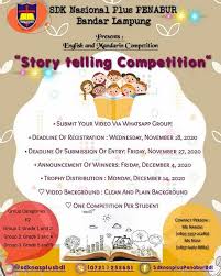 , at base copid 19 , today we will explore about waste time at home and for add extipities story telling give inform some job at home. English And Mandarin Competition Story Telling Competition