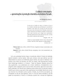 Antnio torrado nasceu em lisboa (1939), mas com. Pdf O Silencio Como Teatro Aproximacoes A Producao Dramatica De Antonio Torrado
