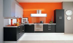 Modern Modular Kitchen In Black And Orange Kitchen Design Color Contemporary Kitchen Design Modern Kitchen Cabinet Design