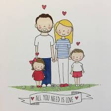 Custom Family Portrait Personalised Hand Drawn Illustration Family Drawing Family Sketch Children Sketch