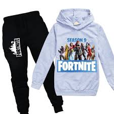 Fortnite hoodie kids 3d printed casual long sleeve hoodies pullover triceratops and rex teaches sleeve length (cm): Season 9 Fortnite Print Girls Boys Cotton Hoodie Sweatpants Child Suit Fadcoco
