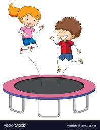 Children Jumping On Trampoline Vector Image On Vectorstock Kids Clipart Trampoline Happy Kids