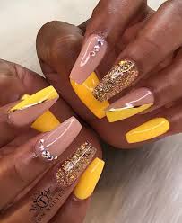 Glam and glits nail design on instagram: How Do You Have The Best Glitter Nail Polish Long Gel Nails Pointed Acrylic Nails Nail Design Ideas Yellow Nails Design Yellow Nails Yellow Nail Art