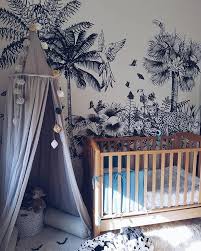 Safari Removable Wallpaper Peel And Stick Tropical Wall Etsy In 2020 Nursery Baby Room Jungle Wallpaper Nursery