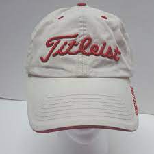 Titleist Golf Hat Cap Beige Red Logo Strapback One Size Fits All Titelist Baseballcap One Size Fits All Strapback Hats Hats