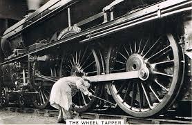 The Wheel Tapper A Wheel Tapper Is A Railway Worker Employed To Check The Integrity Of Train Wheels And That Axl Train Pictures Vintage Train Steam Locomotive
