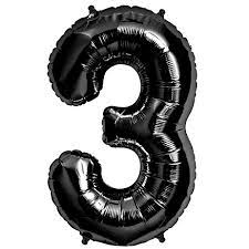 Ballon Anniversaire Chiffre 3 Noir 90 Cm Black Balloons Number Balloons Balloons