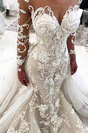 Stunning Long Sleeves Appliqued Mermaid Wedding Dress With Long Train N1797 Simibridaldress Long Sleeve Bridal Gown Bridal Gowns Mermaid Wedding Dresses