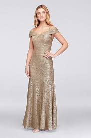 Cold Shoulder Glitter Lace Mermaid Dress David S Bridal Mermaid Dress Lace Gold Bridesmaid Dresses Bride Dress