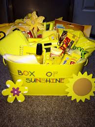 Put a layer of yellow tissue paper into the basket. Box Of Sunshine I Made For A Friend Sunshine Gift Cute Birthday Gift Birthday Gifts For Best Friend