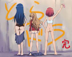 3girls aisaka taiga bra clothing exposed ass graffiti kawashima  ami kushieda minori panties partially undressed skirt toradora! underwear  undressing 