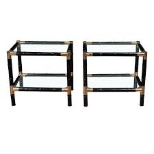 Shop with confidence on ebay! Pair Of Midcentury Ebonized Faux Bamboo And Glass Side Tables With Brass Shelves English Accent Antiques