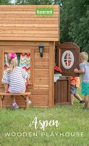 Aspen Wooden Playhouse Wooden Playhouse Backyard Play Houses