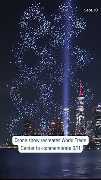 Drone show recreates World Trade Center to commemorate 9/11 - YouTube
