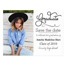 Typography Graduation Party Save The Date Photo Announcement Postcard Zazzle Com Save The Date Photos Photo Announcement Graduation Party