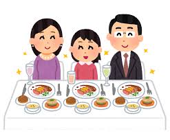 豪華な食事をする家族のイラスト | かわいいフリー素材集 いらすとや