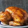 Place the chicken, breast side down, on a rack in a roasting pan. 3