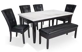 Montibello Black Marble 42 X 70 6 Piece Dining Set With Storage Bench Dining Room Sets Stone Table Top Storage Bench