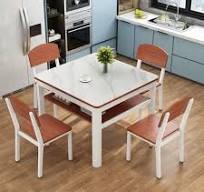 Mesa de Jantar Quadrada Simples com Tampo de Pedra Ardósia ...