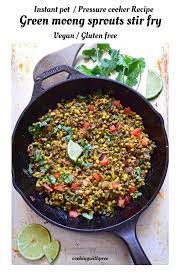Green Moong Sprouts Masala Stir Fry Recipe Cooking With Pree Recipe Vegan Instant Pot Recipes Moong Sprouts Recipe Sprouts Recipes Indian