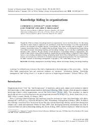 Maturity is a big factor. Pdf Knowledge Hiding In Organizations David Zweig Academia Edu