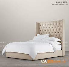 意舍美式乡村高屏布艺床1 8米双人软床国王床加高床别墅大床布床 tmall com天猫 bed without footboard contemporary platform bed upholstered